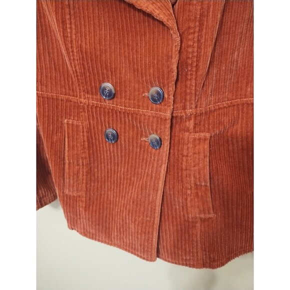 Cabi Double-Breasted Fitted Brown Soft Thick Corduroy Jacket M Boho Academic - Picture 2 of 7